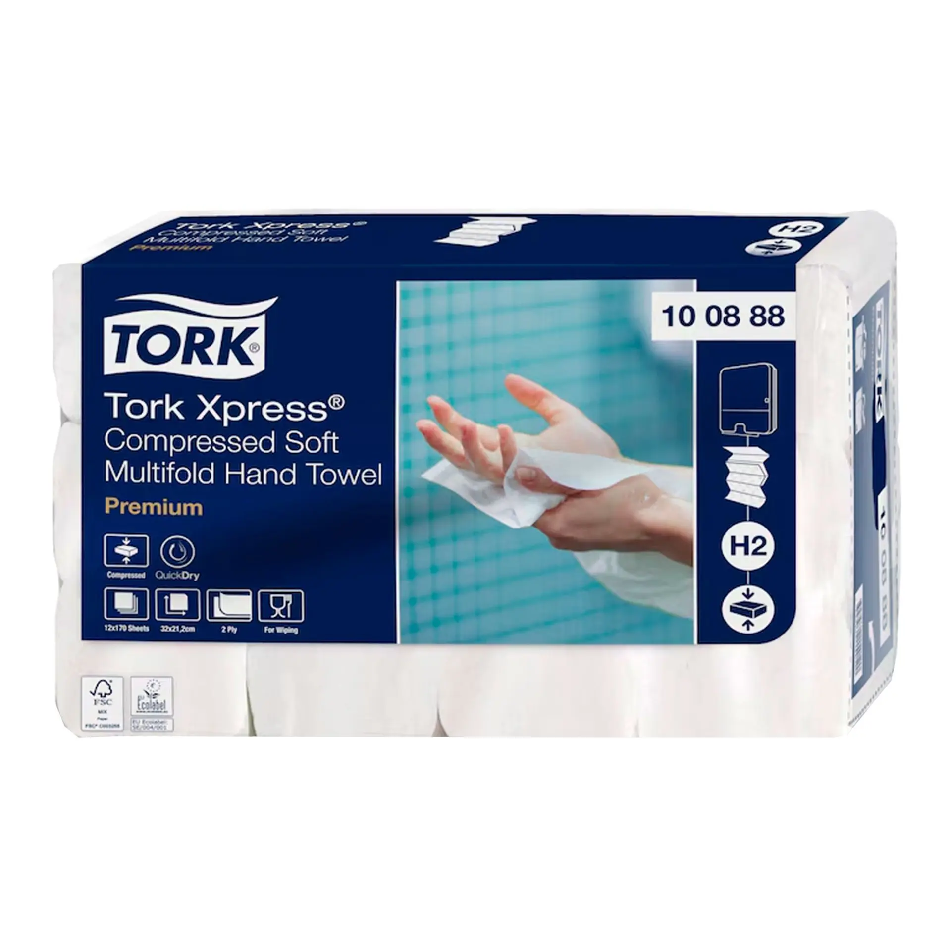 Tork Xpress® Premium komprimierte weiche Multifold-Handtücher Blattlänge 32 cm (100888)  | Karton = 2.040 Tücher