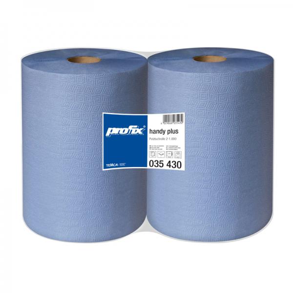 TEMCA profix handy plus Putztuchrolle 2-lagig, 36 x 38 cm, blaue Rolle a 1000 Blatt | 1 Palette = 30 VE a 2 Rollen = 60 Rollen